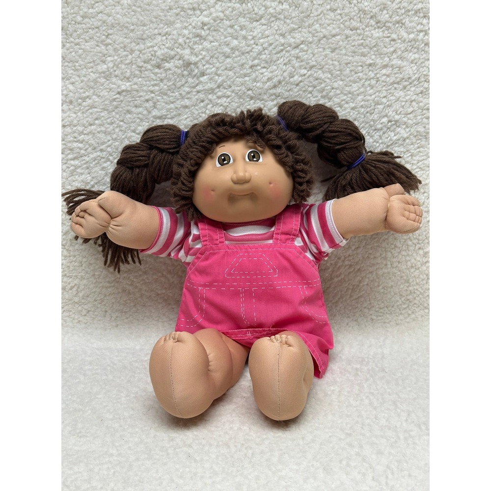 Cabbage Patch Kids Doll 1985 Xavier Roberts Brown Hair Pink Jumper Vintage